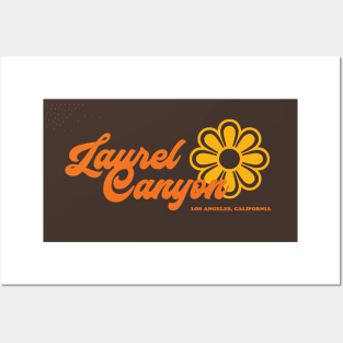 Retro Laurel Canyon flower logo - orange Posters and Art